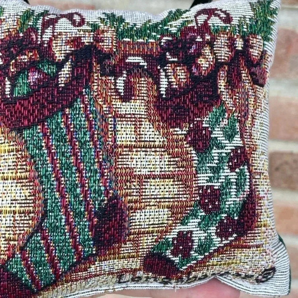 Longaberger Christmas Holiday Stocking Hanging Tapestry Pillow Small Door - Picture 4 of 4